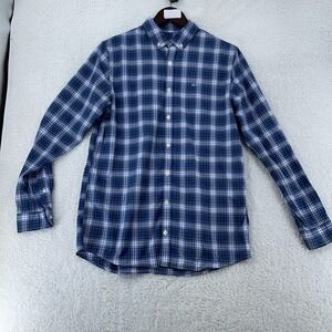 Vineyard Vines Shirt Mens Medium Blue Green Plaid Button Down Performance Whale